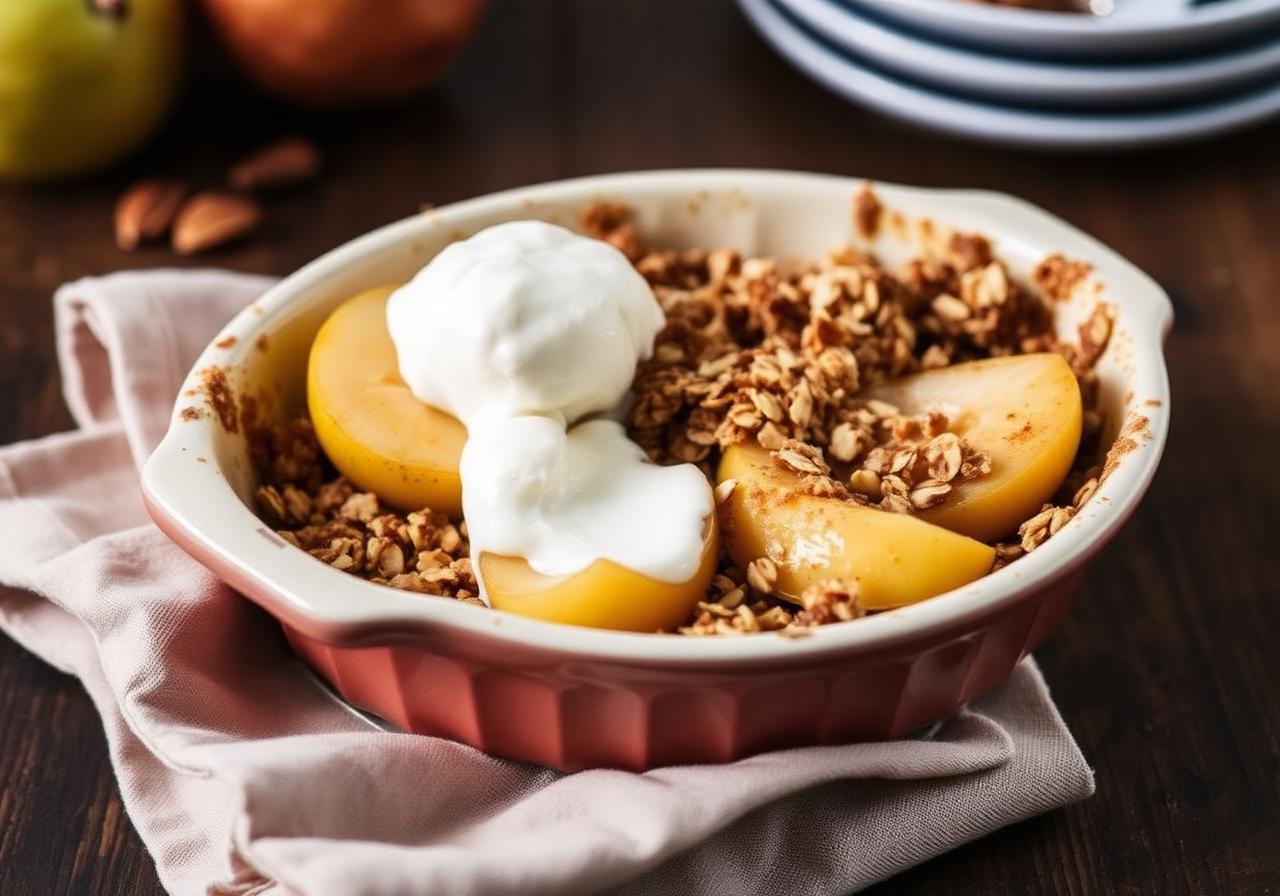 Honey-Roasted Pear Crumble with Almond Oat Topping