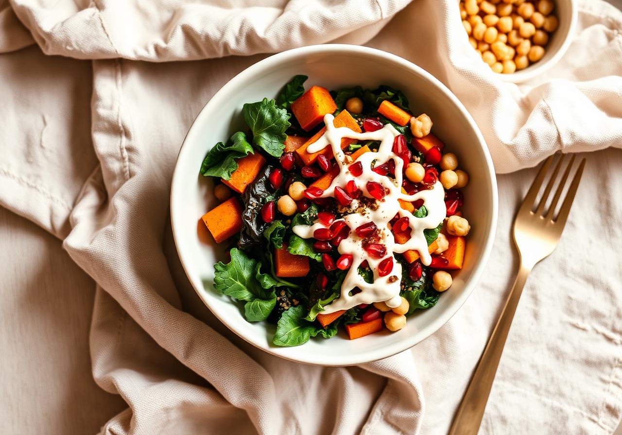 Roasted Sweet Potato Buddha Bowl with Tahini Drizzle